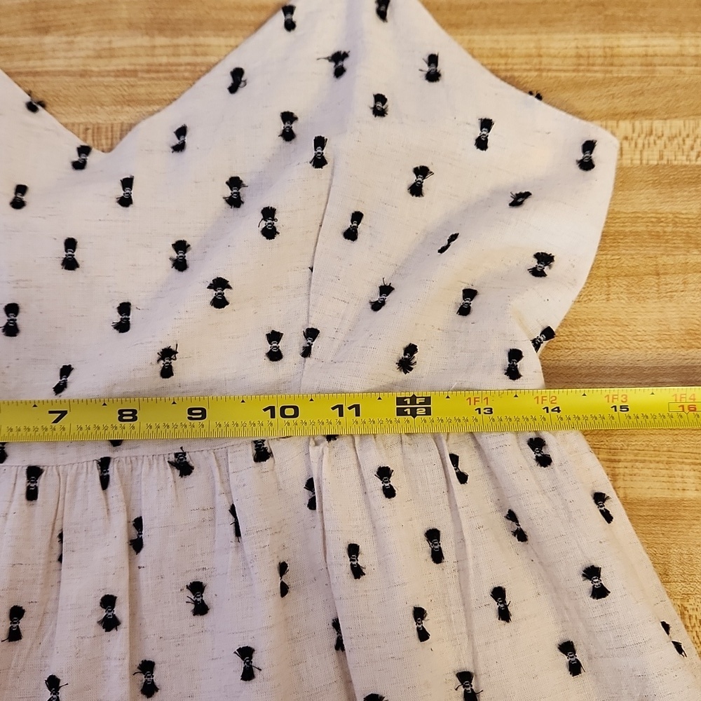 SIM & SAM Linen Blend Mini Dress Black & Natural Color size M - Picture 13 of 14